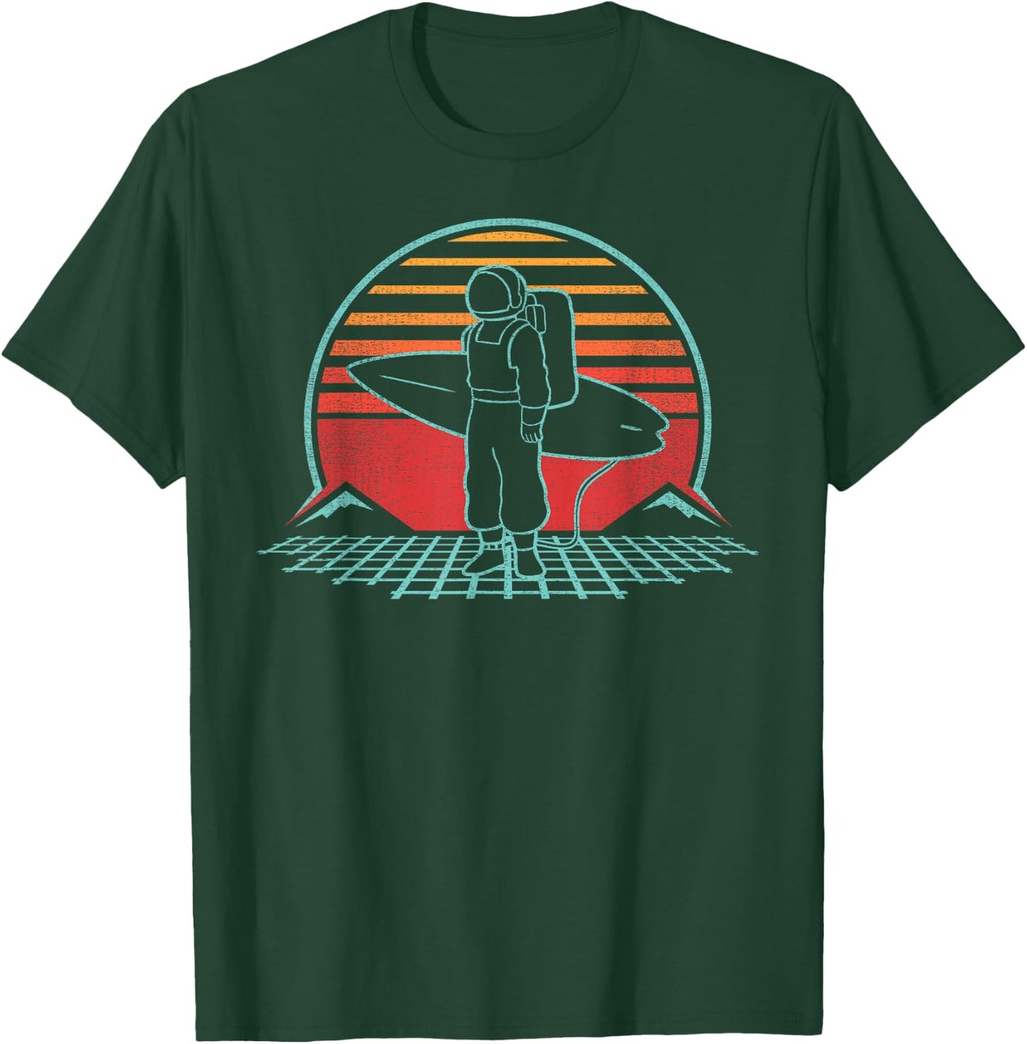 Astronaut Surfer Beach Sunset Retro Vintage Spaceman Surfing T-Shirt - T-Shirt | Forest