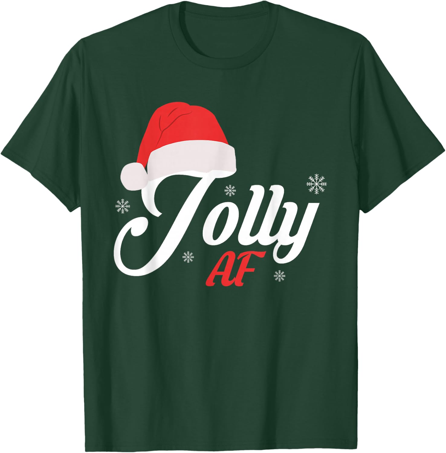 Jolly Santa Hat Snowflakes Merry Christmas T-Shirt - T-Shirt | Forest