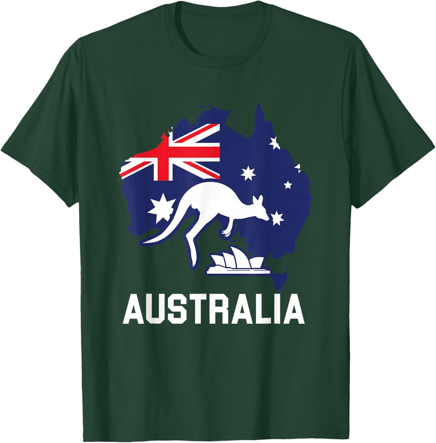 Australia Country Map Australian Kangaroo Melbourne Aussie T-Shirt - T-Shirt | Forest