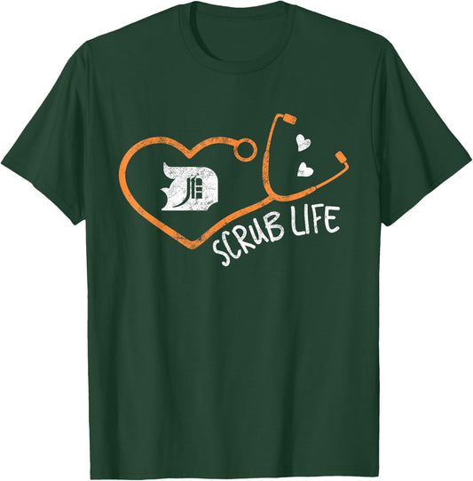 Detroit Scrub Life Michigan Nurse Shirt Medical T-Shirt - T-Shirt | Forest