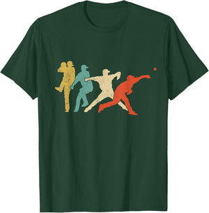Baseball Player Pitcher Retro Team Matching T-Shirt - T-Shirt | Forest