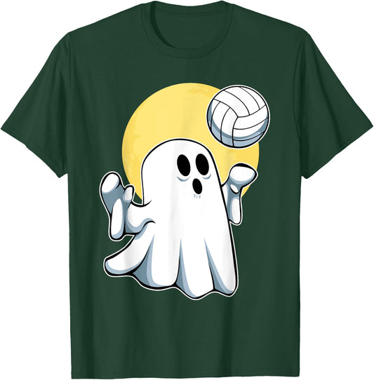 Ghost Volleyball Player Lazy Halloween Costume Cute Sport T-Shirt - T-Shirt | Forest