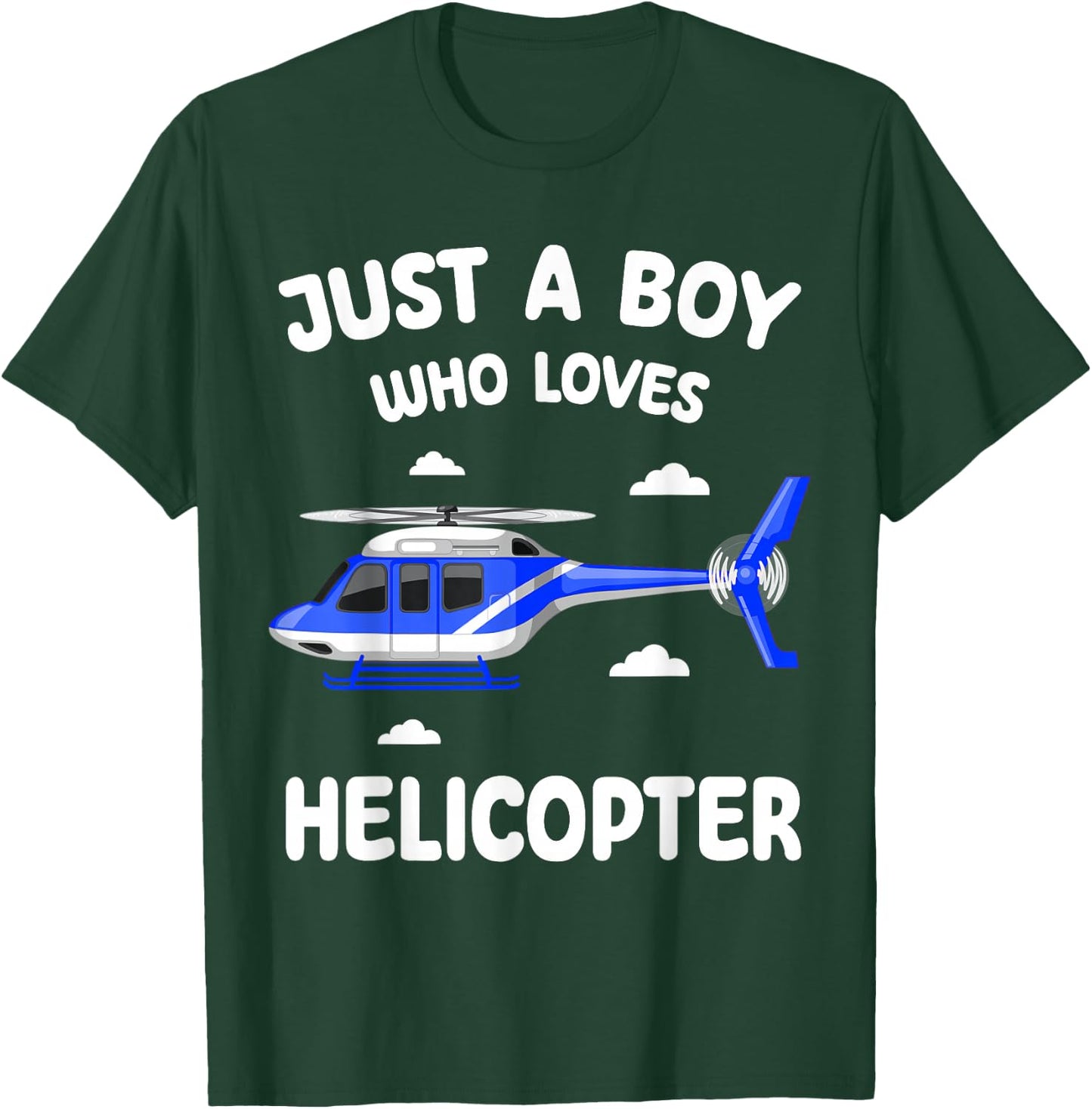 Just A Boy Who Loves Helicopters Toddler Kids Aviator Pilot T-Shirt - T-Shirt | Forest