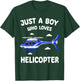 Just A Boy Who Loves Helicopters Toddler Kids Aviator Pilot T-Shirt - T-Shirt | Forest