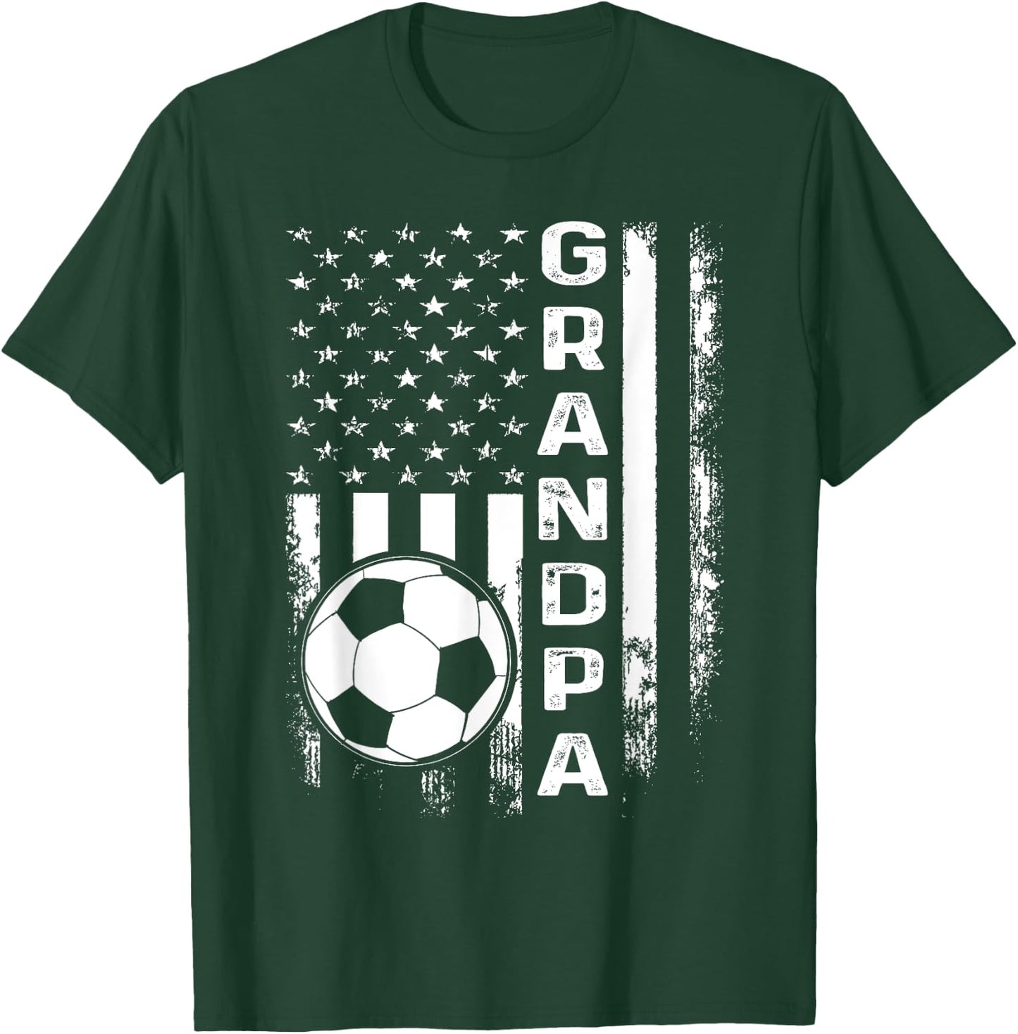 Soccer Grandpa American Flag Vintage Christmas Xmas Women Kids Men T-Shirt - T-Shirt | Forest