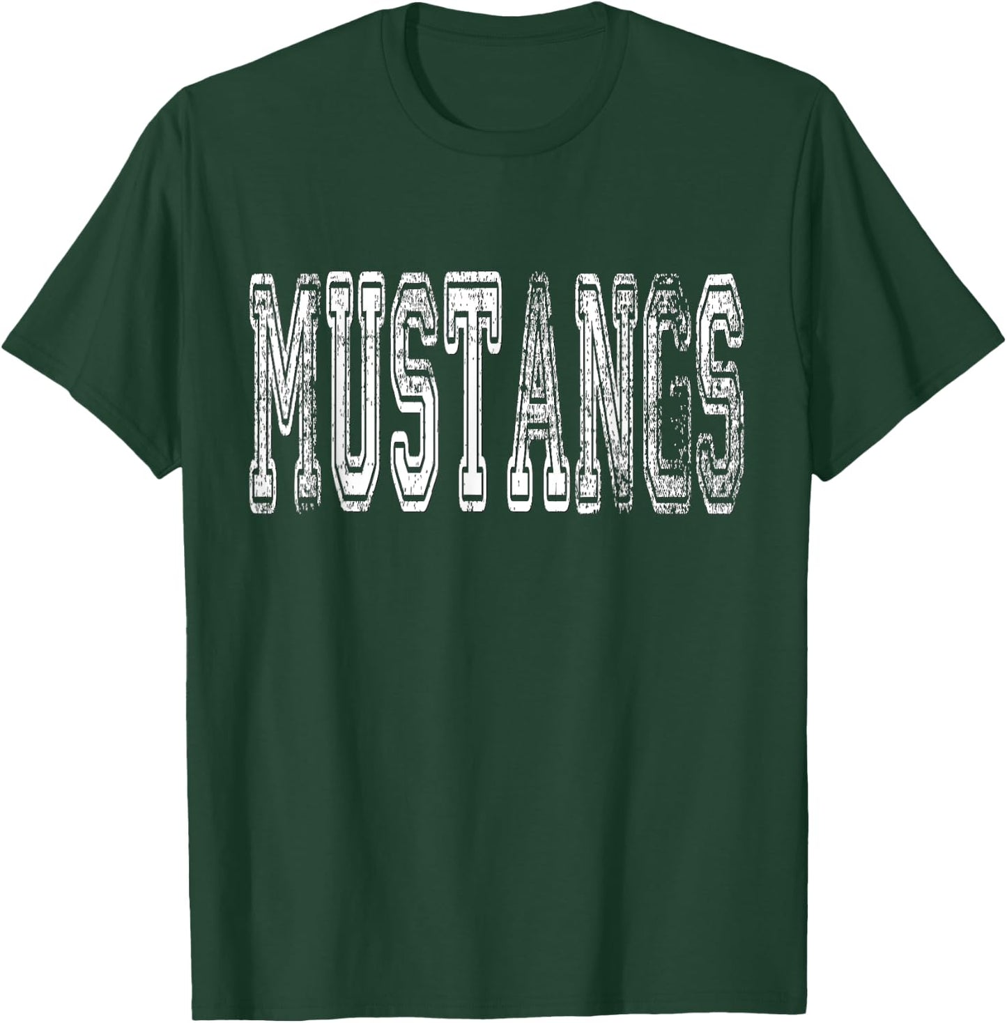 Mustangs Mascot Distressed Vintage School Sports Name Fans T-Shirt - T-Shirt | Forest