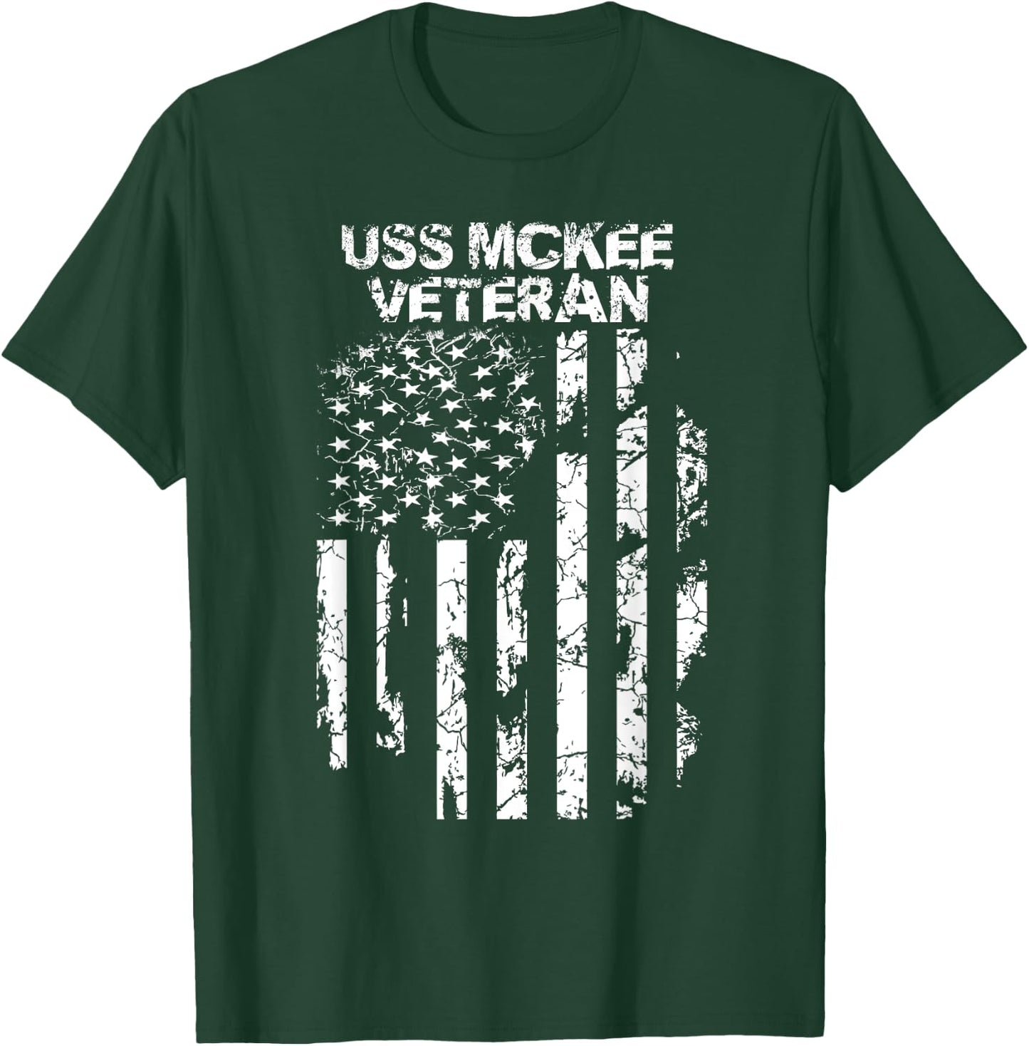 USS McKee Military Veteran Distressed USA Flag Women Men T-Shirt - T-Shirt | Forest