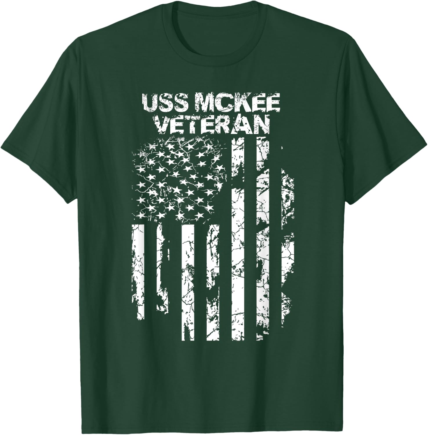 USS McKee Military Veteran Distressed USA Flag Women Men T-Shirt - T-Shirt | Forest