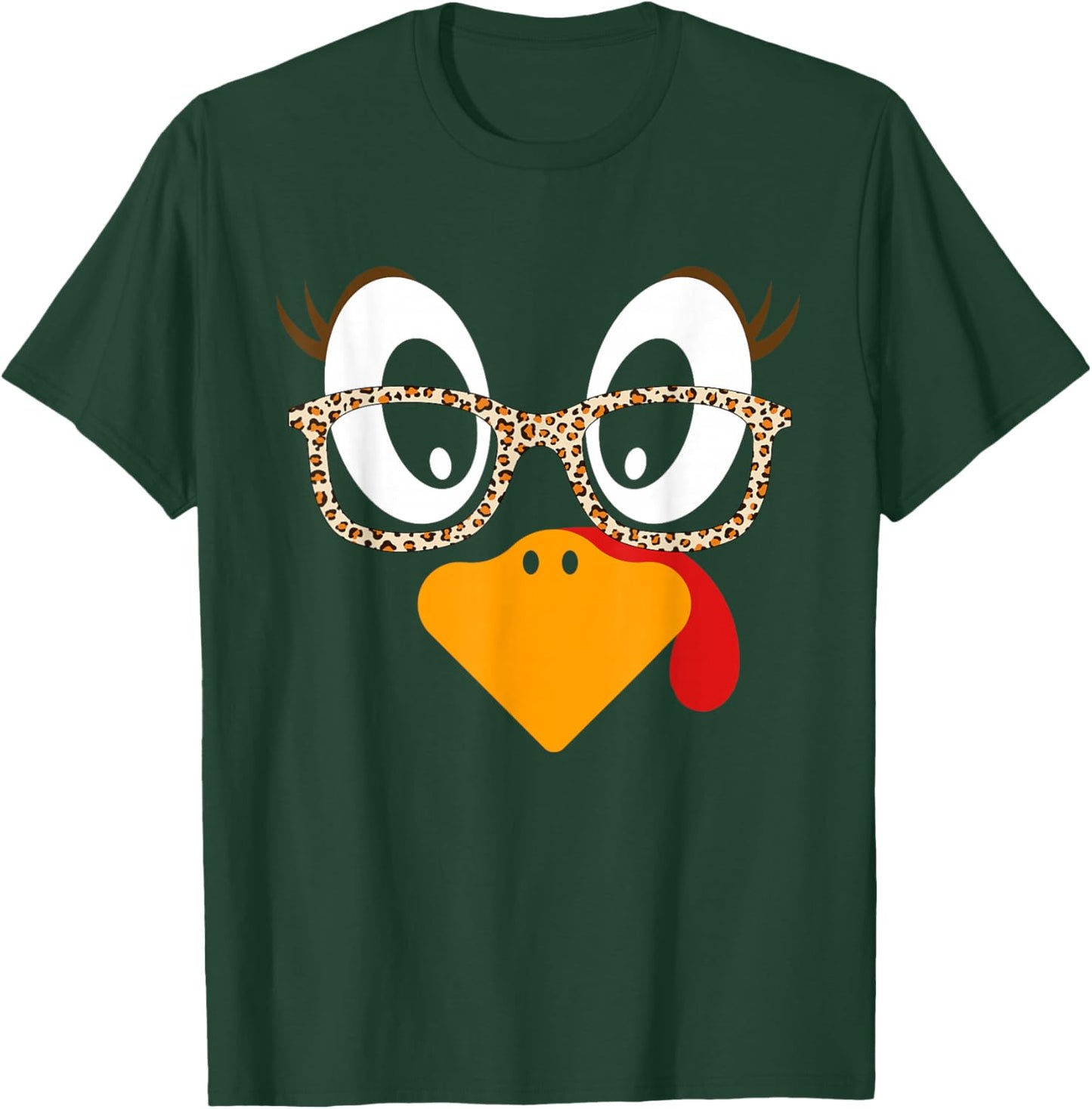 Thanksgiving Shirts Girls Turkey Face Eyelashes T-Shirt - T-Shirt | Forest