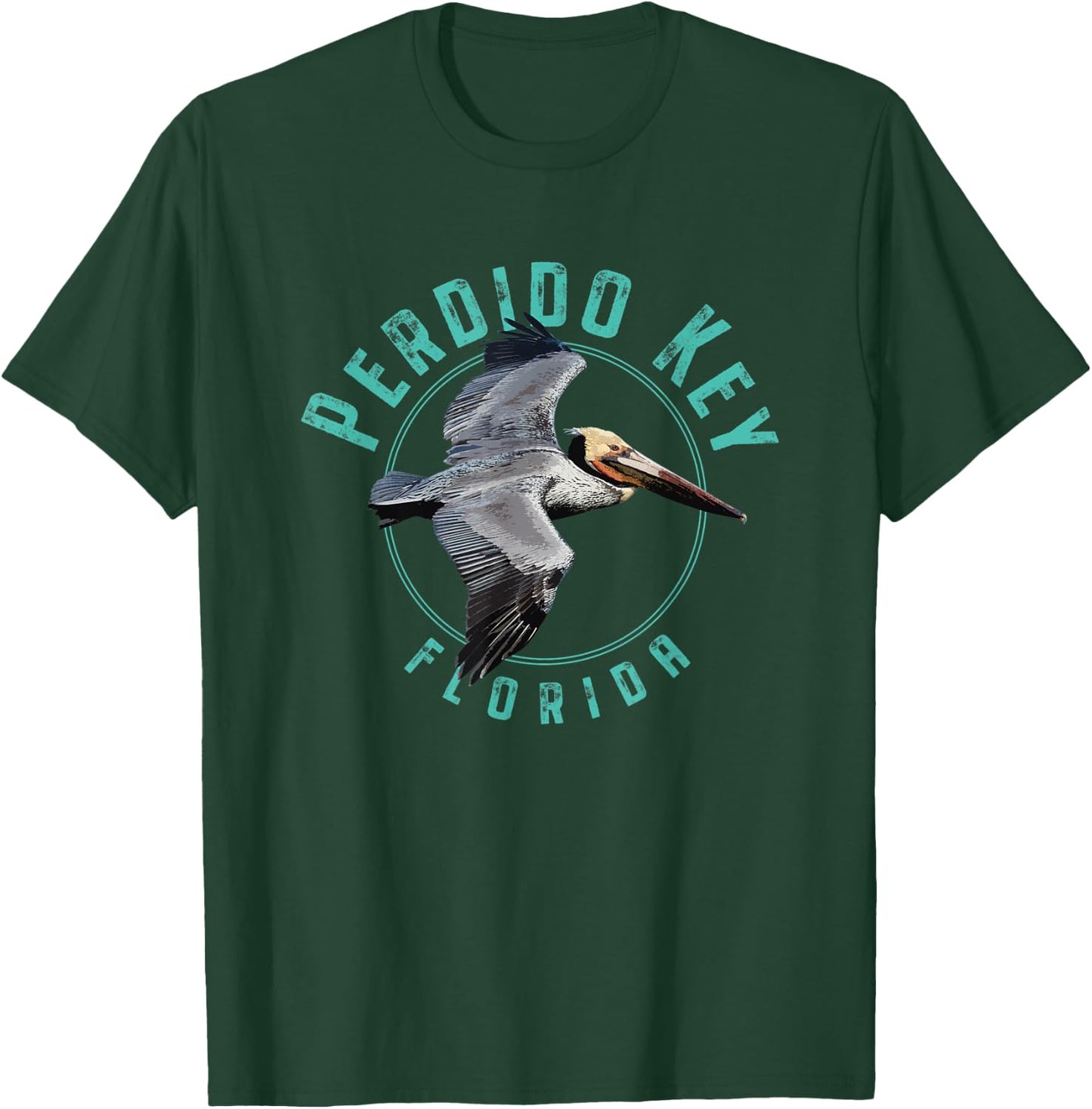 Perdido Key Florida Pelican Design T-Shirt - T-Shirt | Forest