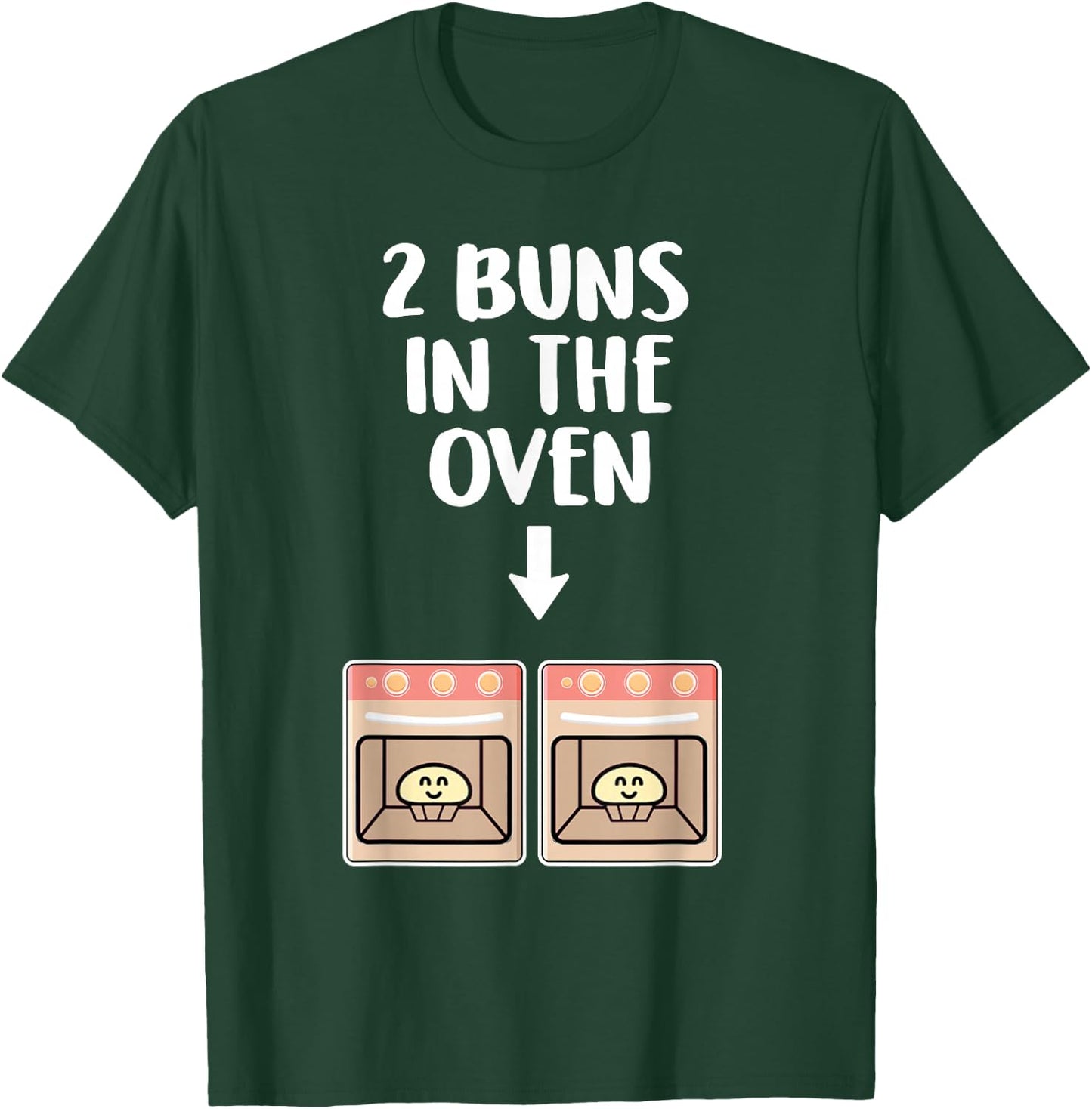 Buns In The Oven Twins Pregnancy Announcement Gender Reveal T-Shirt - T-Shirt | Forest