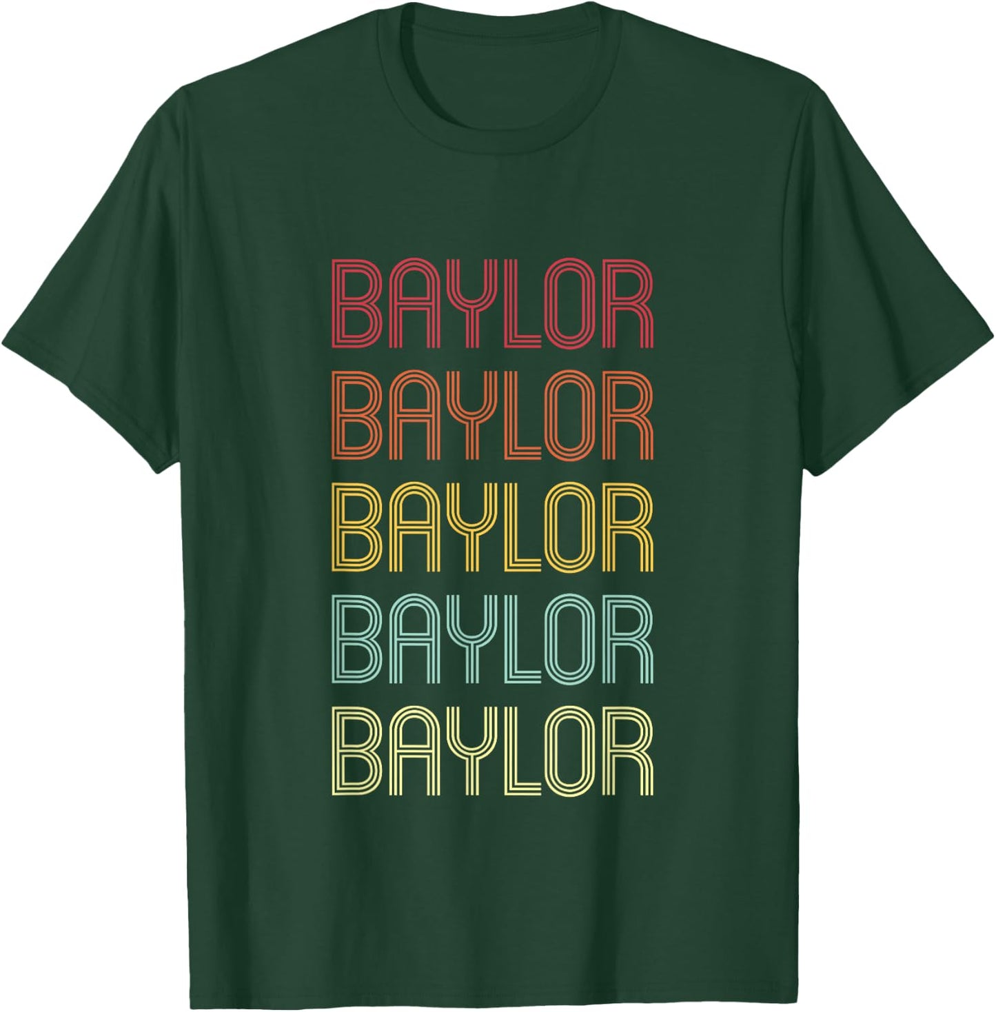 Baylor Retro Wordmark Pattern Vintage Personalized 70s T-Shirt - T-Shirt | Forest