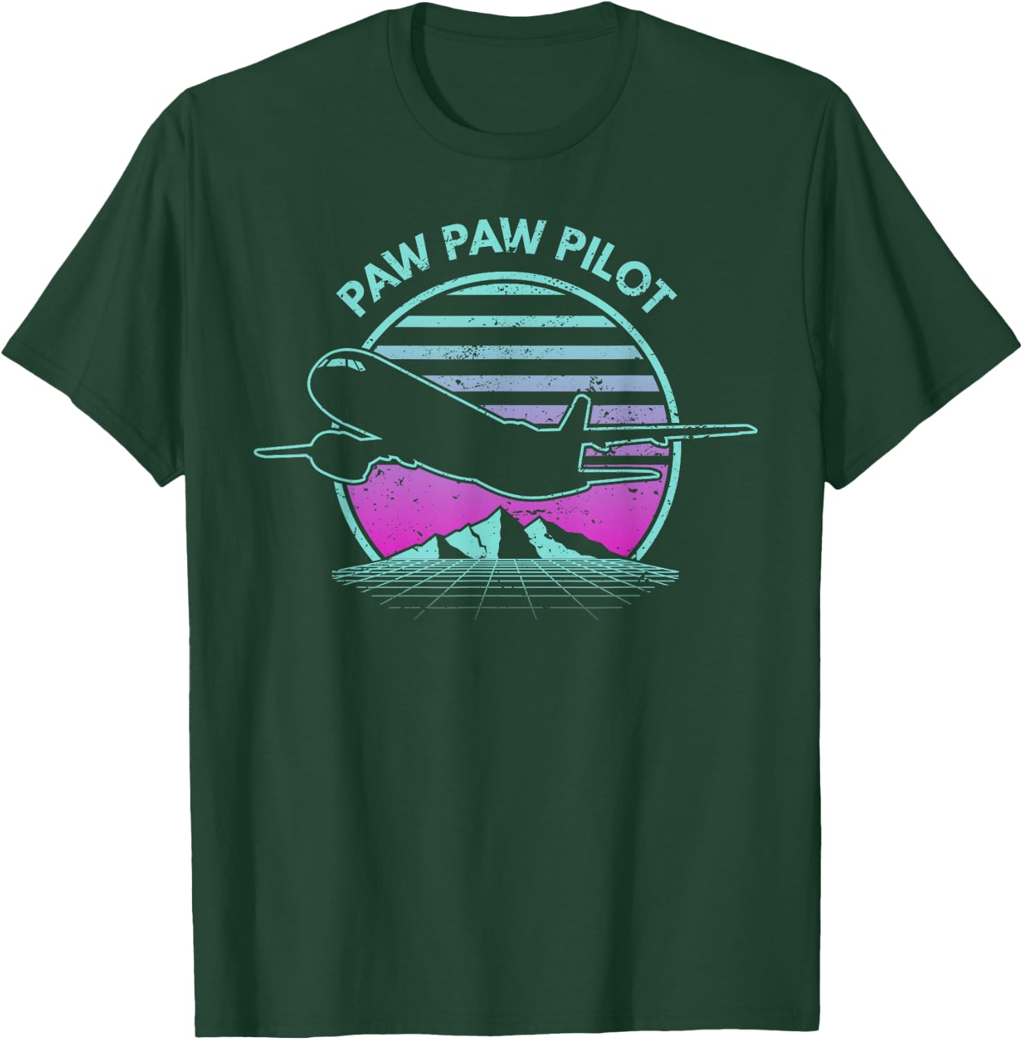 Paw Paw Pilot Father's Day Retro Pilot Aviation T-Shirt - T-Shirt | Forest