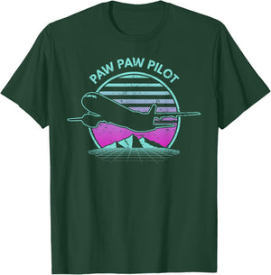 Paw Paw Pilot Father's Day Retro Pilot Aviation T-Shirt - T-Shirt | Forest