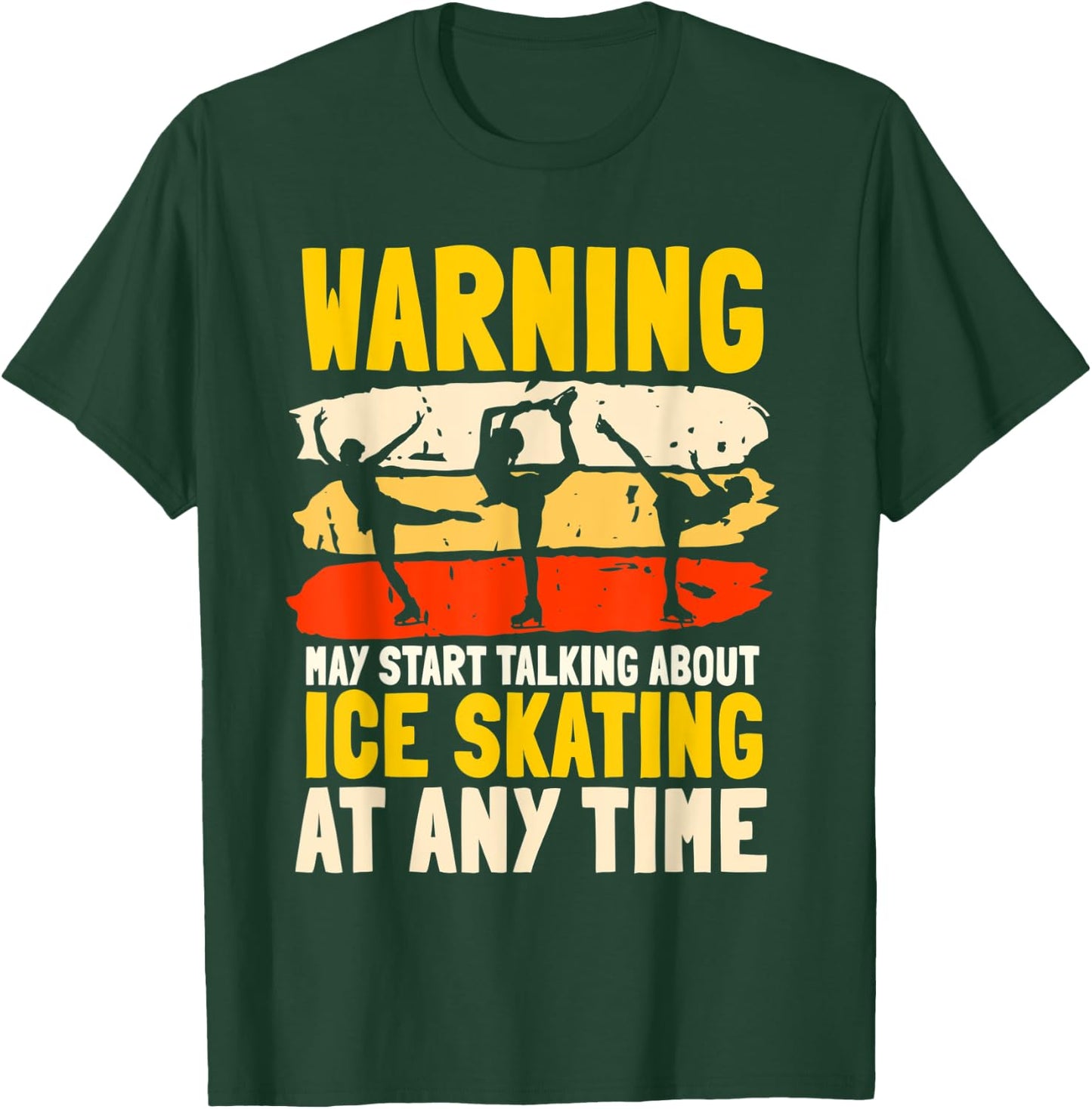 Ice Skating Retro Vintage Ice Skates Skating Sport T-Shirt - T-Shirt | Forest