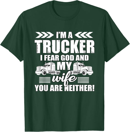 Truck Driver Gift Husbands Semi Big Rig Trucking Trailer T-Shirt - T-Shirt | Forest