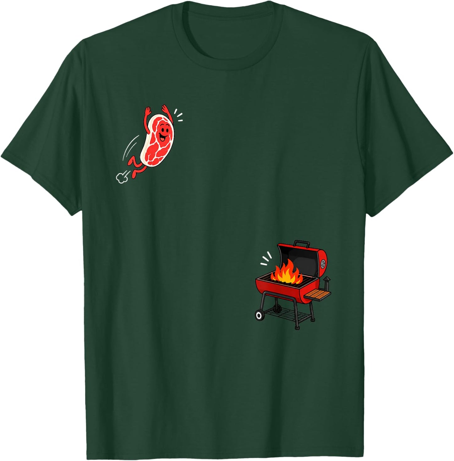 Steak Dive Funny Flying Steak BBQ Grilling Cartoon Humor Art T-Shirt - T-Shirt | Forest