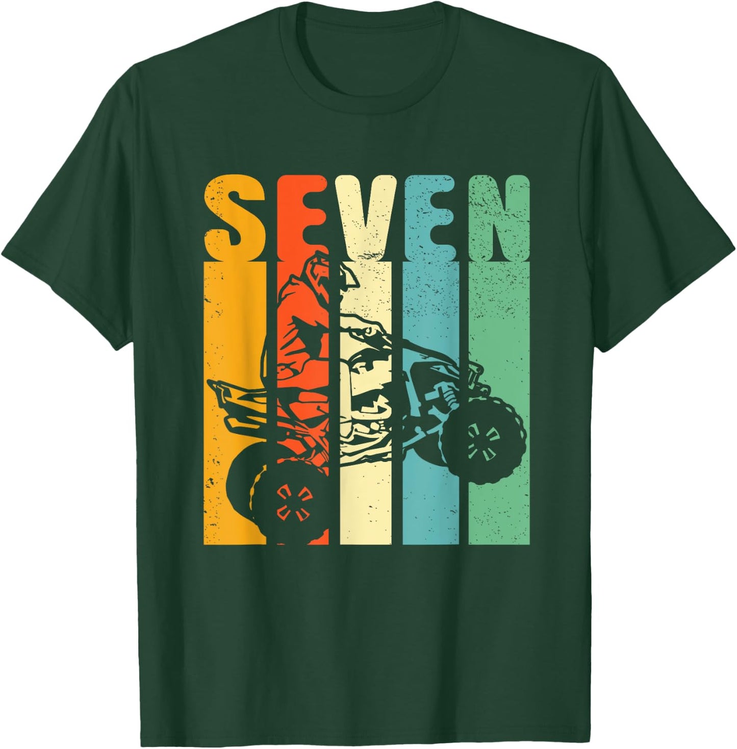 7th Birthday ATV Off Road Four Wheeler Quad Bike Mud Racing T-Shirt - T-Shirt | Forest