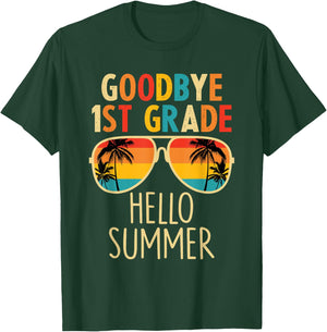 Goodbye 1st Grade Hello Summer Last Day Of School Boys Kids T-Shirt - T-Shirt | Forest