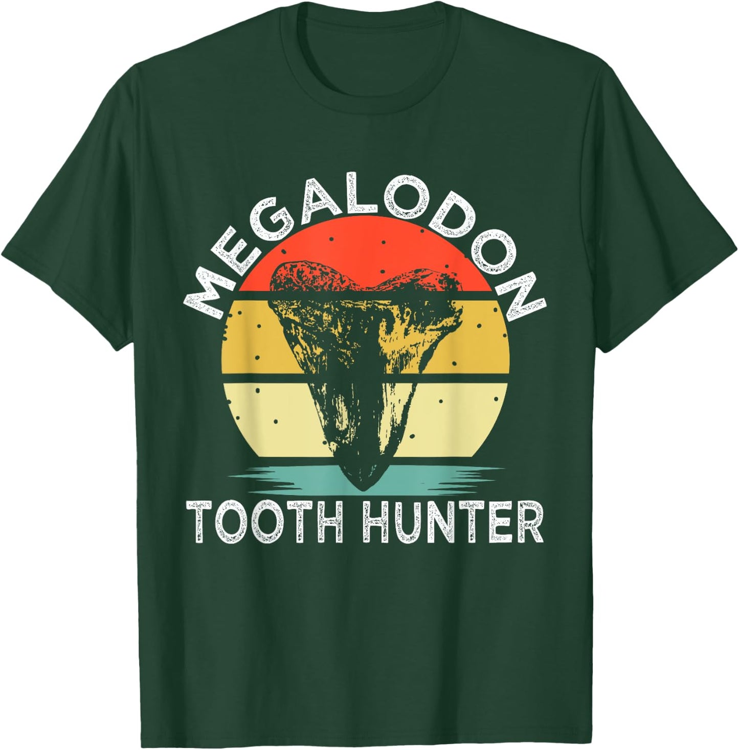 Megalodon Tooth Hunter Retro Shark Fossil Tooth Collector T-Shirt - T-Shirt | Forest