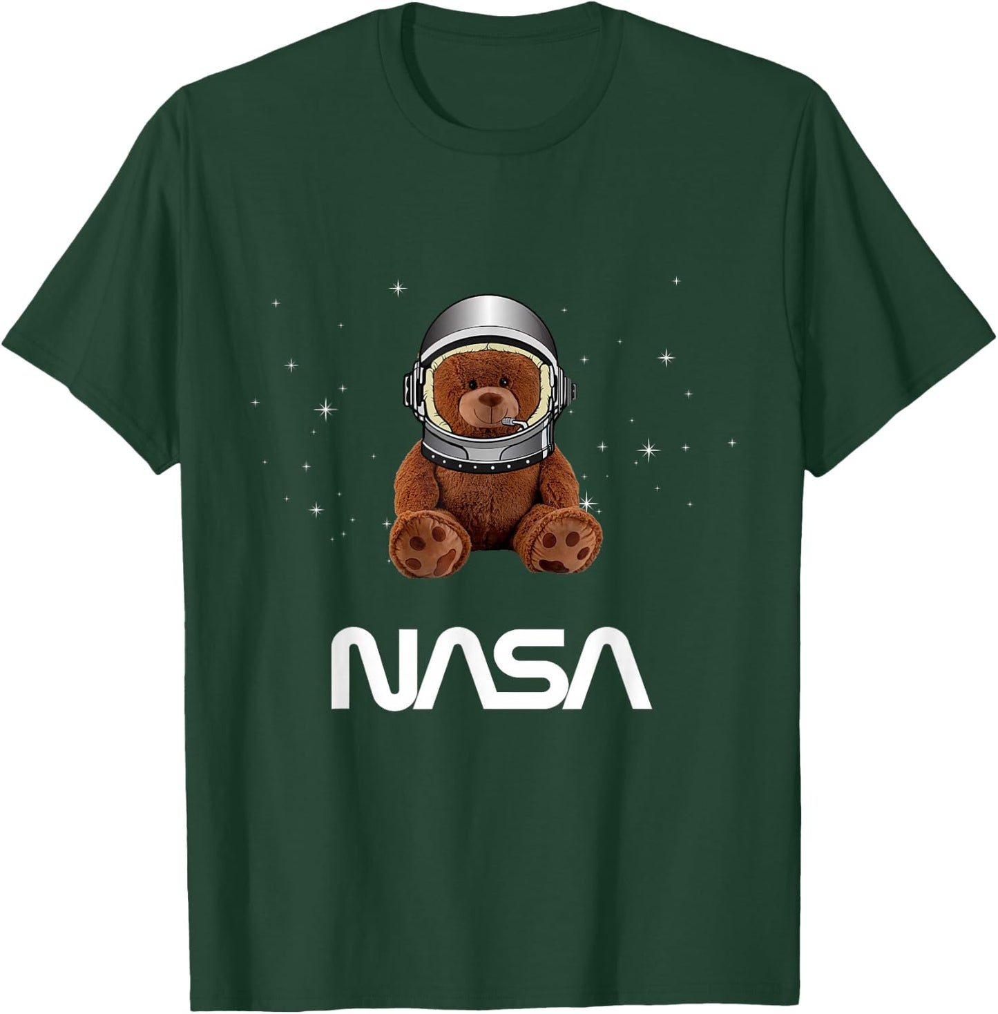 NASA Astronaut Teddy Bear Cute Helmet Worm Logo T-Shirt - T-Shirt | Forest