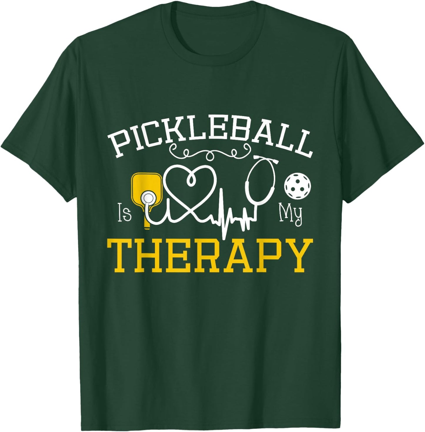Pickleball is My Therapy -Adults Black , Small, Short Sleeve, , Classic Fit T-Shirt - T-Shirt | Forest