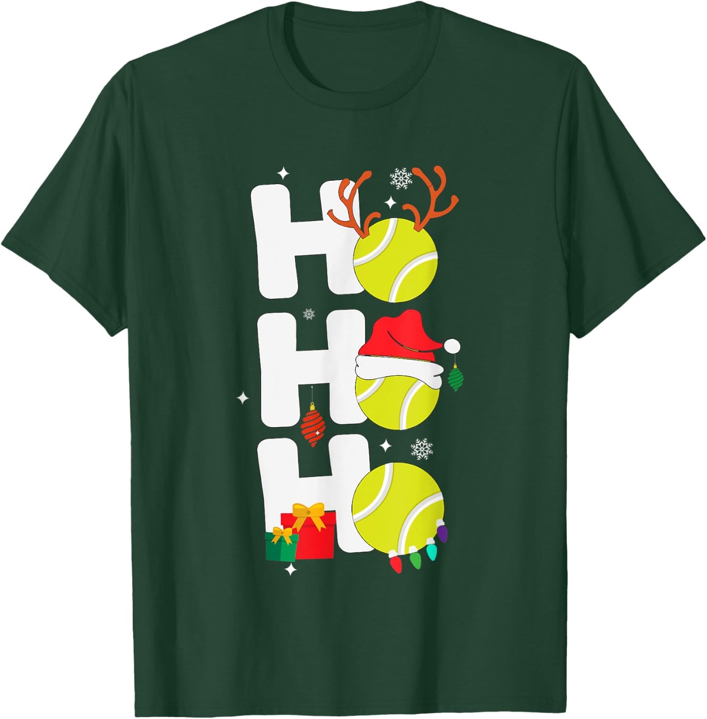 Christmas Funny Ho Ho Ho tennis Santa Lover T-Shirt - T-Shirt | Forest