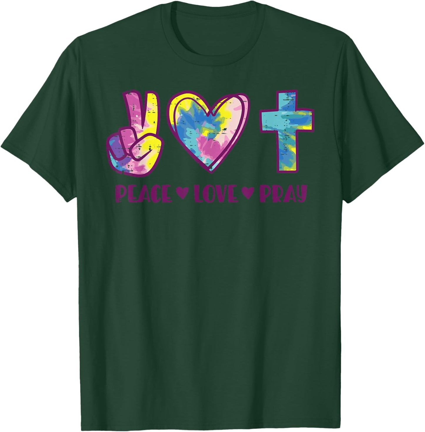 Peace Love Pray God Jesus Christian Hippie Men Women Kids T-Shirt - T-Shirt | Forest