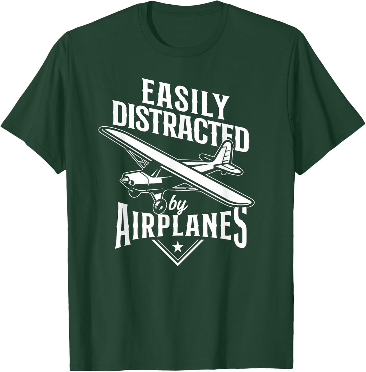 Commercial Aircraft Aviation Plane Pilot HD0 -Adults, -Kids Black Vintage Small Easily Distracted By Airplanes T-Shirt - T-Shirt | Forest