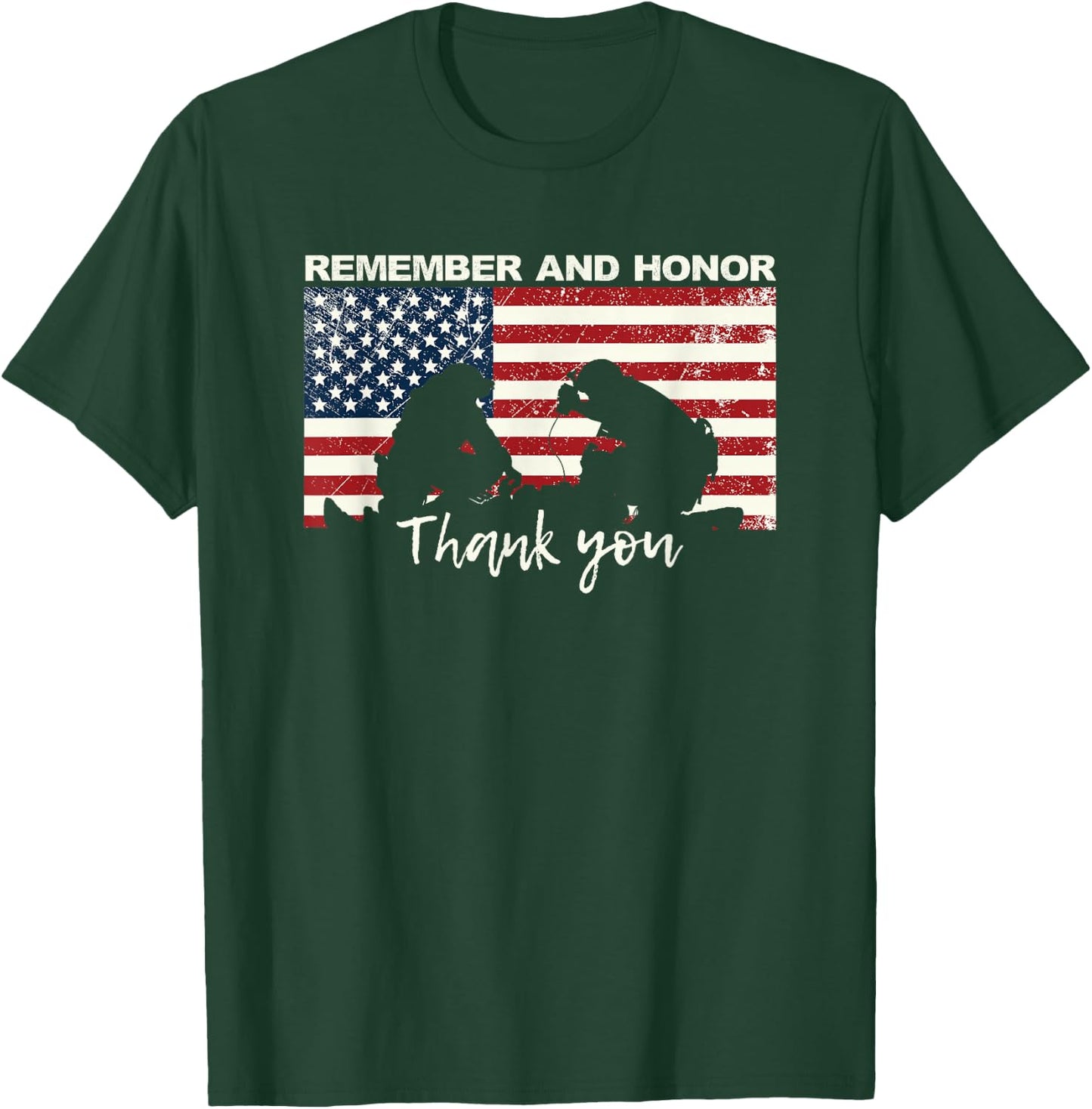 Remember & Honor Thank You First Responders Patriotic T-Shirt - T-Shirt | Forest