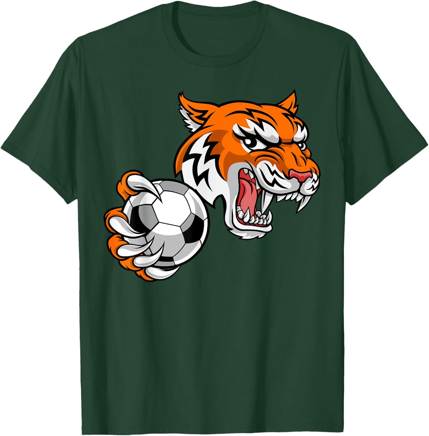 Tiger Cartoon Sports Tigers Team Mascot Soccer Football Ball T-Shirt - T-Shirt | Forest