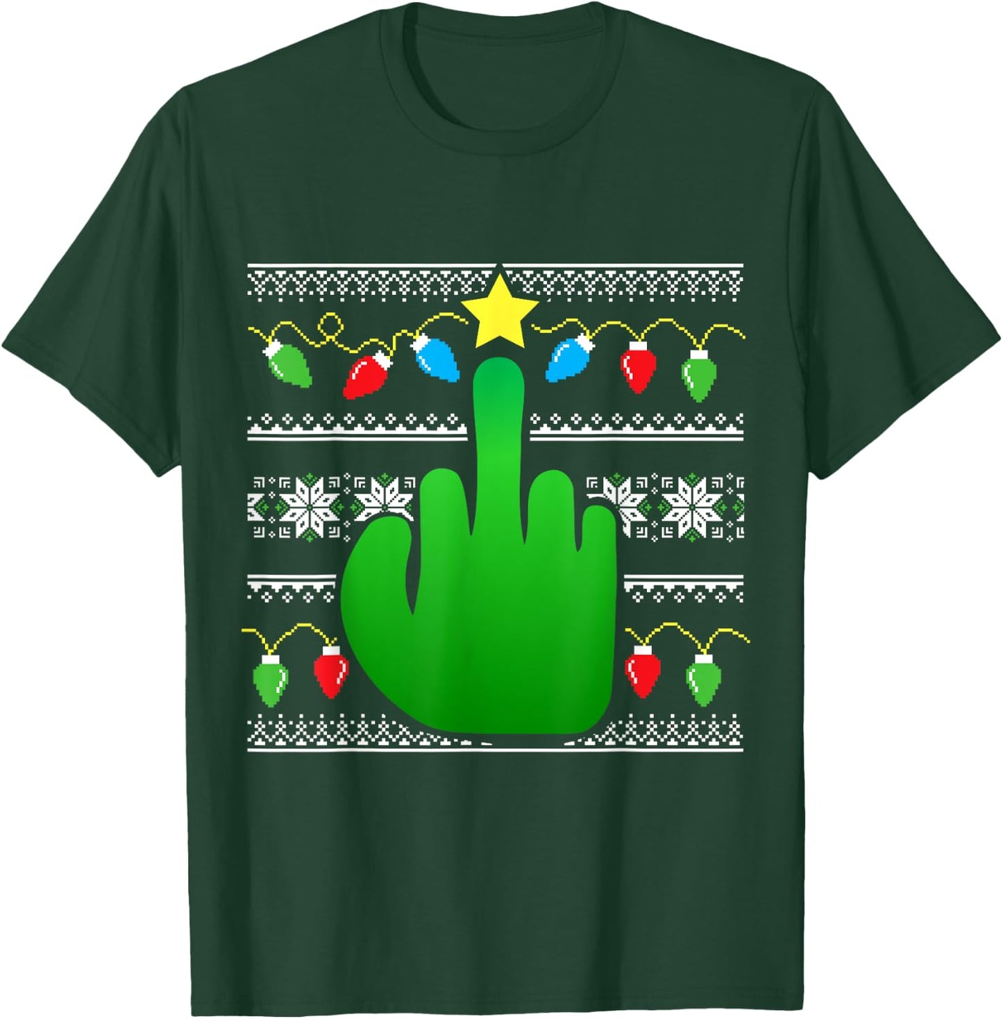 Inappropriate Ugly Christmas Sweater Style Funny T-Shirt - T-Shirt | Forest