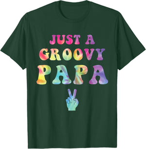 Just A Groovy Papa Tie Dye Hippie Dad Boho Peace Sign T-Shirt - T-Shirt | Forest