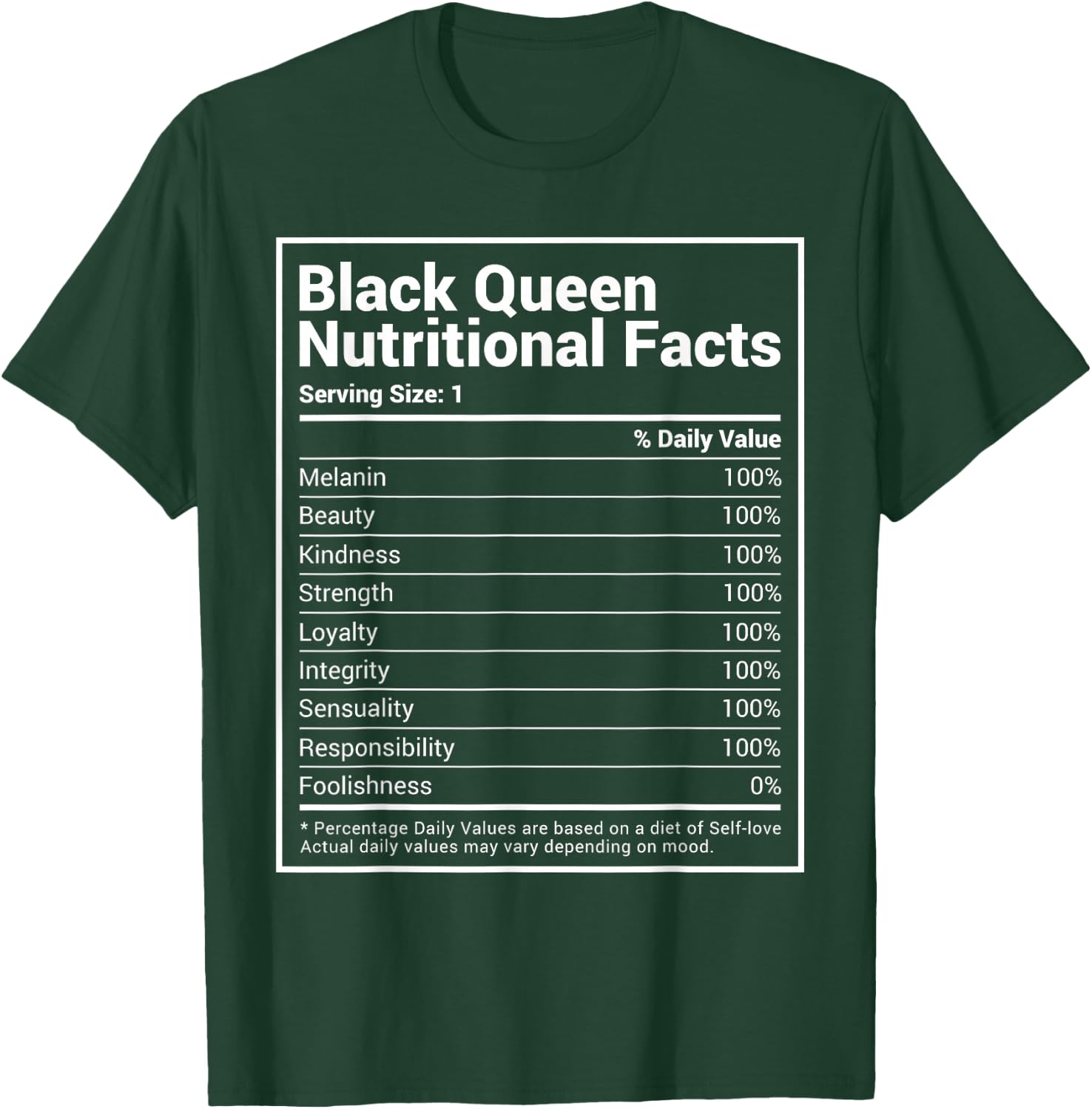 Black Queen Nutrition Facts Proud Black History Month Pride T-Shirt - T-Shirt | Forest