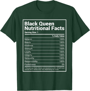 Black Queen Nutrition Facts Proud Black History Month Pride T-Shirt - T-Shirt | Forest