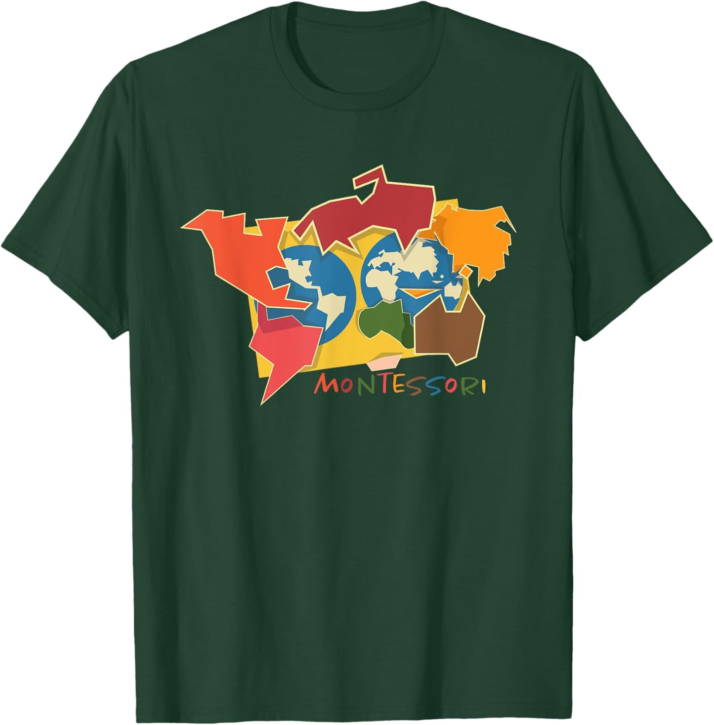 Montessori continent map T-Shirt - T-Shirt | Forest