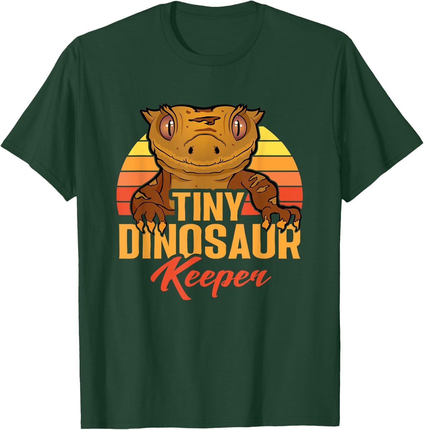 Retro Crested Gecko Tiny Dinosaur Keeper Herpetologist T-Shirt - T-Shirt | Forest