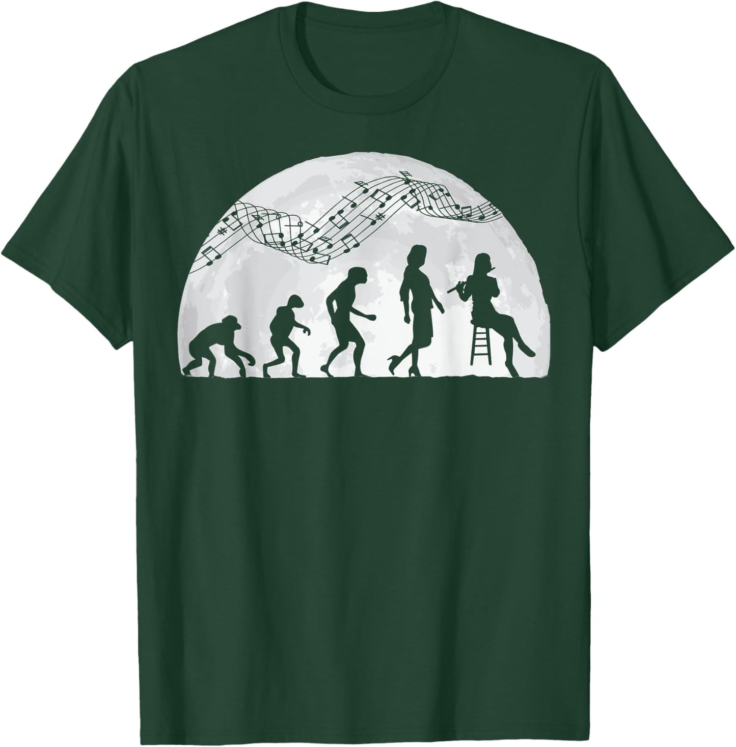 Flute player evolution flutist classical music T-Shirt - T-Shirt | Forest