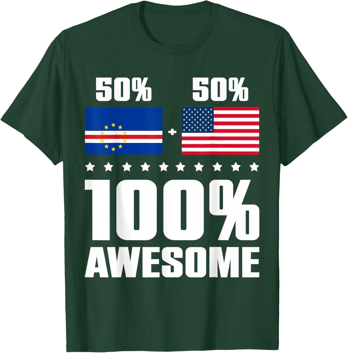 Half Cape Verdean Half American Awesome Cape Verde USA Flag T-Shirt - T-Shirt | Forest