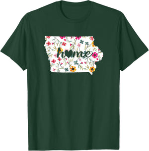 Floral Iowa Home T-Shirt - T-Shirt | Forest