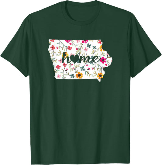 Floral Iowa Home T-Shirt - T-Shirt | Forest