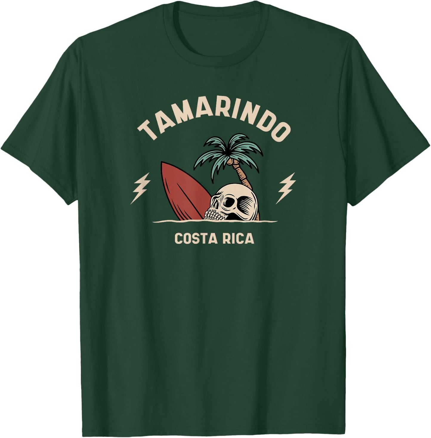 Tamarindo Costa Rica Vintage Surfing Skeleton Skull T-Shirt - T-Shirt | Forest