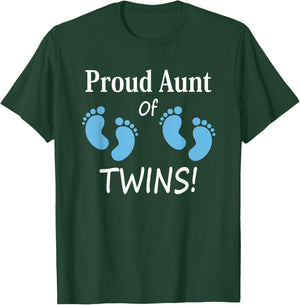 Proud Aunt of Twin Boys Footprint Design Special Auntie T-Shirt - T-Shirt | Forest