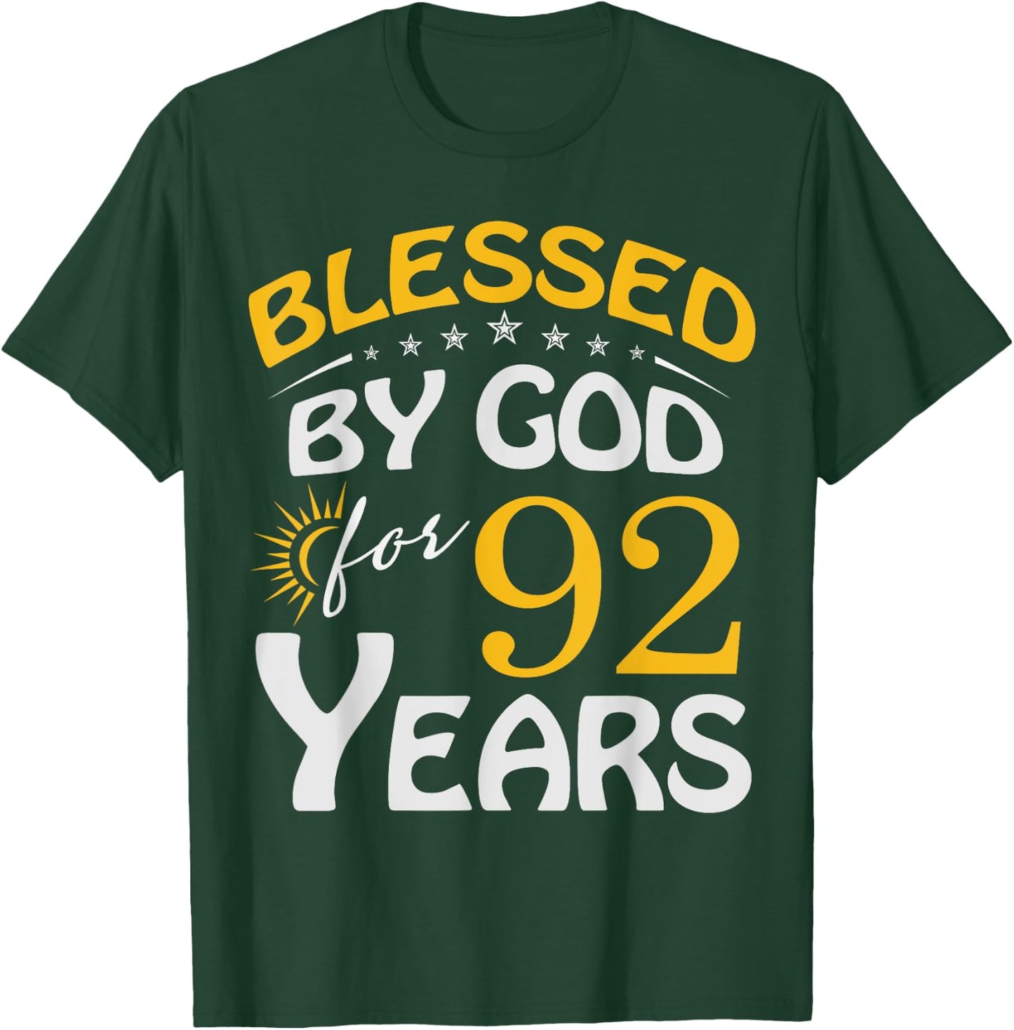 Vintage Blessed by God For 92 Years Old Happy 92nd Birthday T-Shirt - T-Shirt | Forest