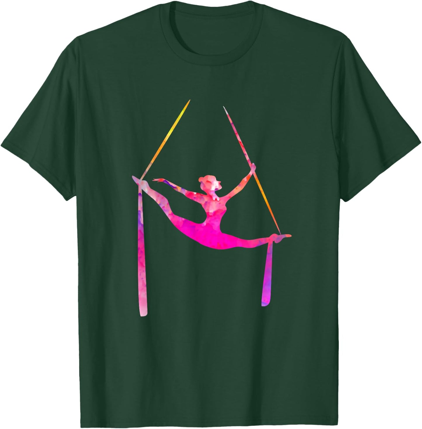 Aerial Silk Dancer Air Yoga Silhouette Aerialist T-Shirt - T-Shirt | Forest