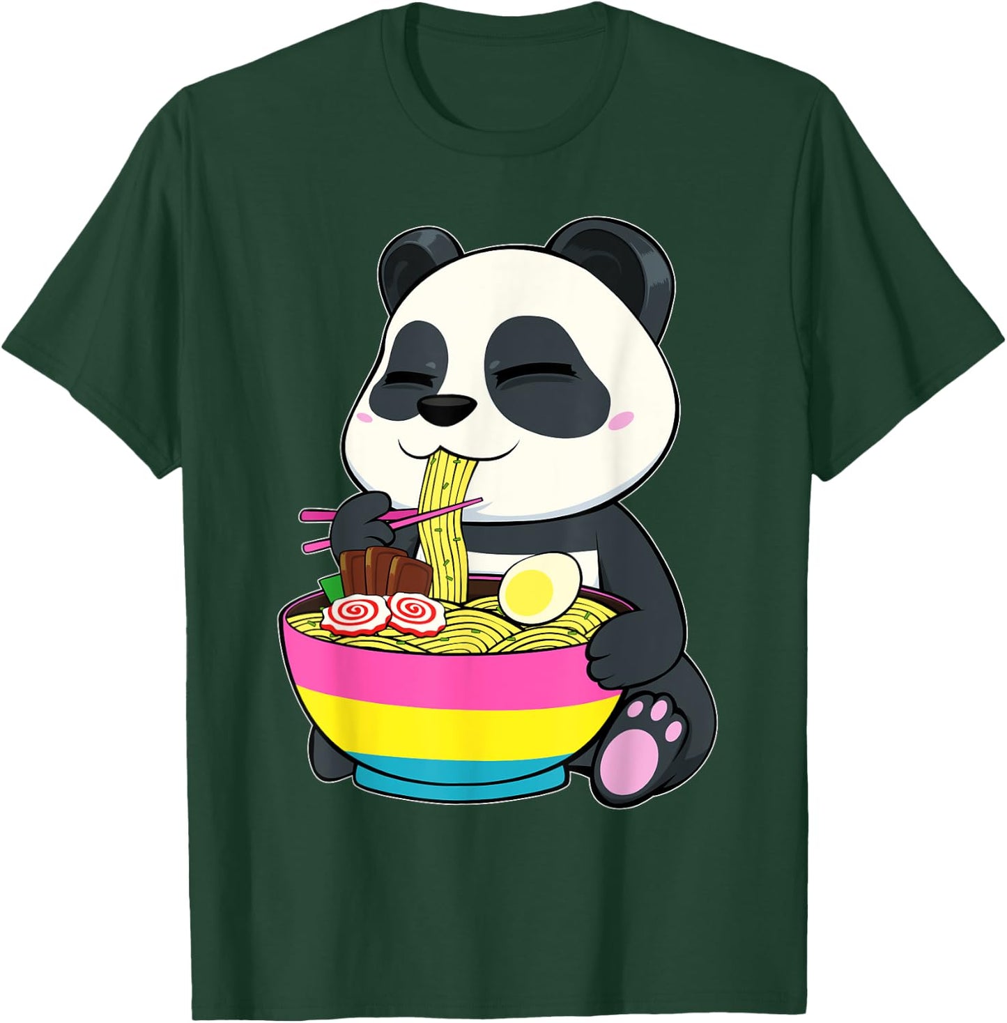 Panda Eating Ramen LGBT-Q Pansexual Pride Pan Flag Color T-Shirt - T-Shirt | Forest