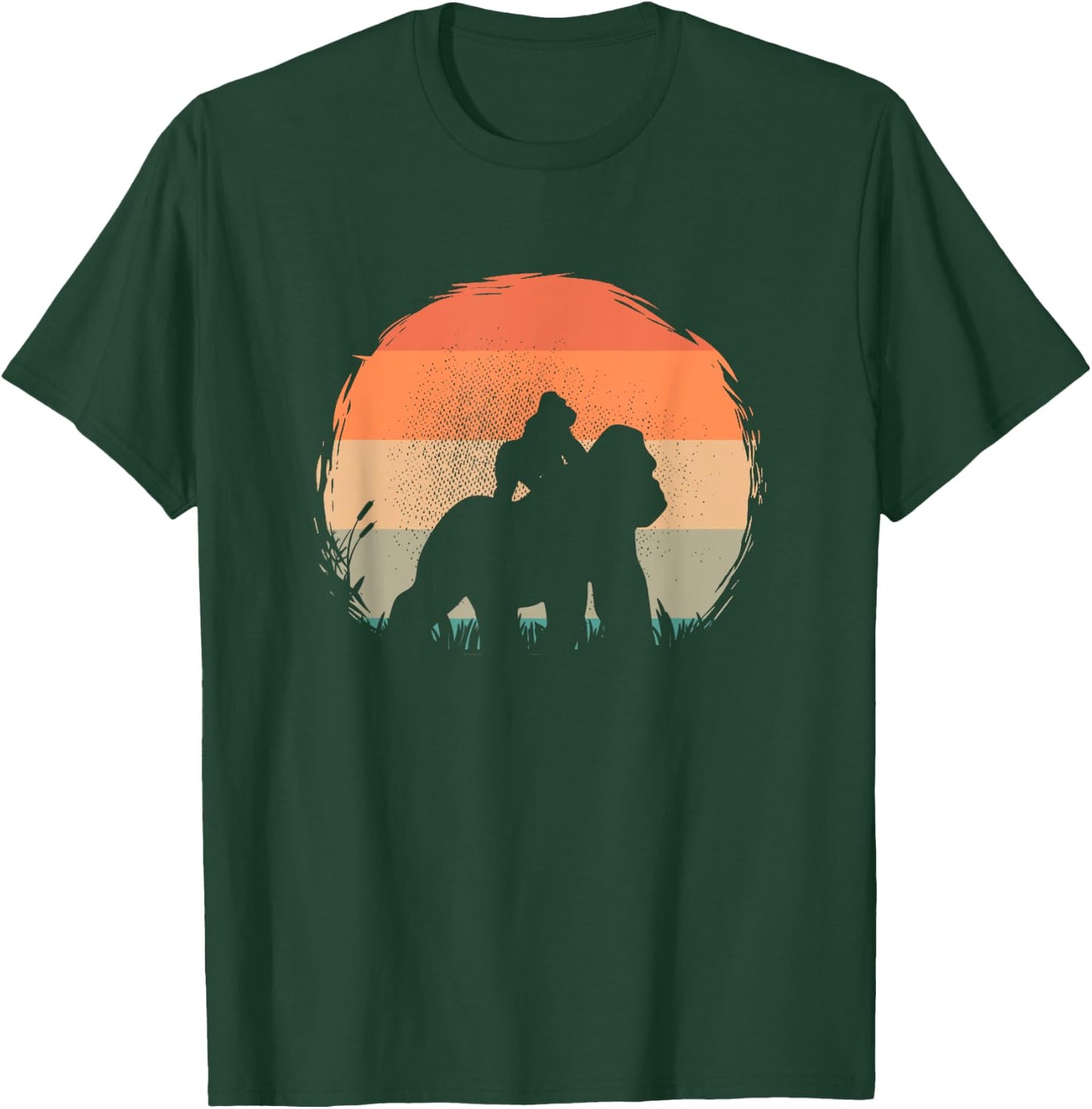 Vintage Gorilla Baby Riding Gorilla King Retro Sunset Funny T-Shirt - T-Shirt | Forest