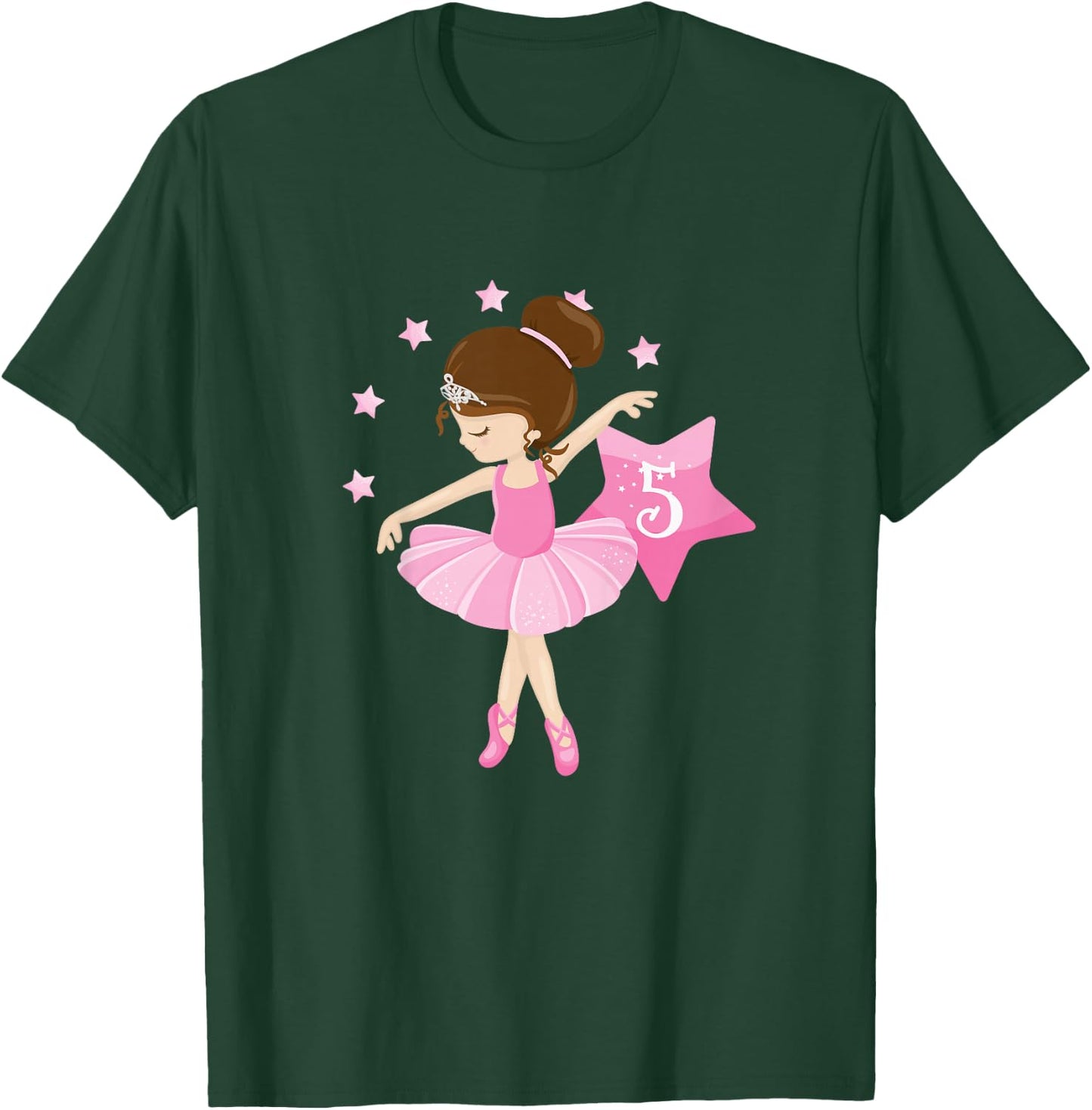 Kids Kids 5th Birthday Ballerina Gift 5 Year Old Girls T-Shirt - T-Shirt | Forest