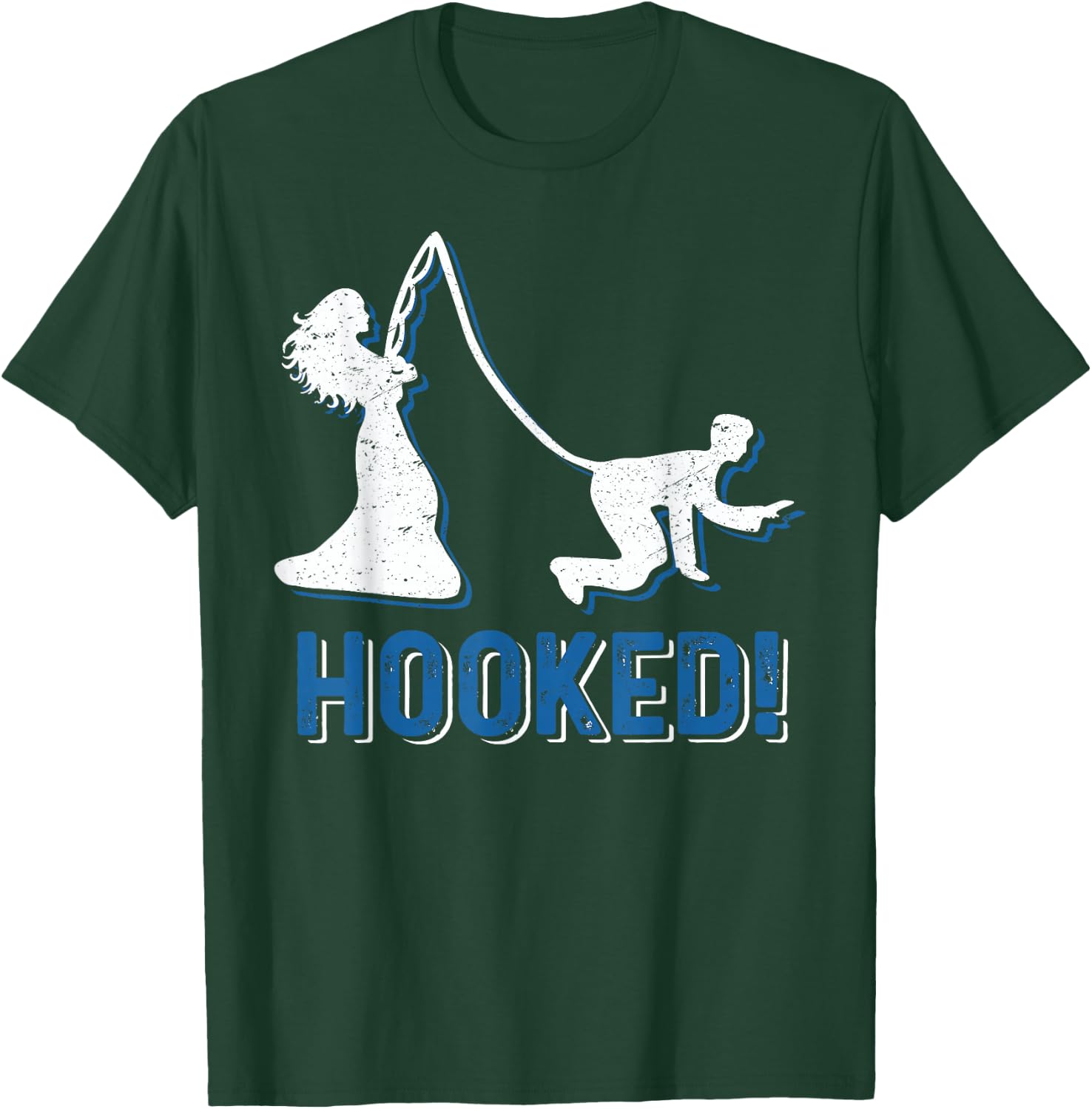 Funny Hooked Bride Groom New Marriage Fishing Lover Couples T-Shirt - T-Shirt | Forest