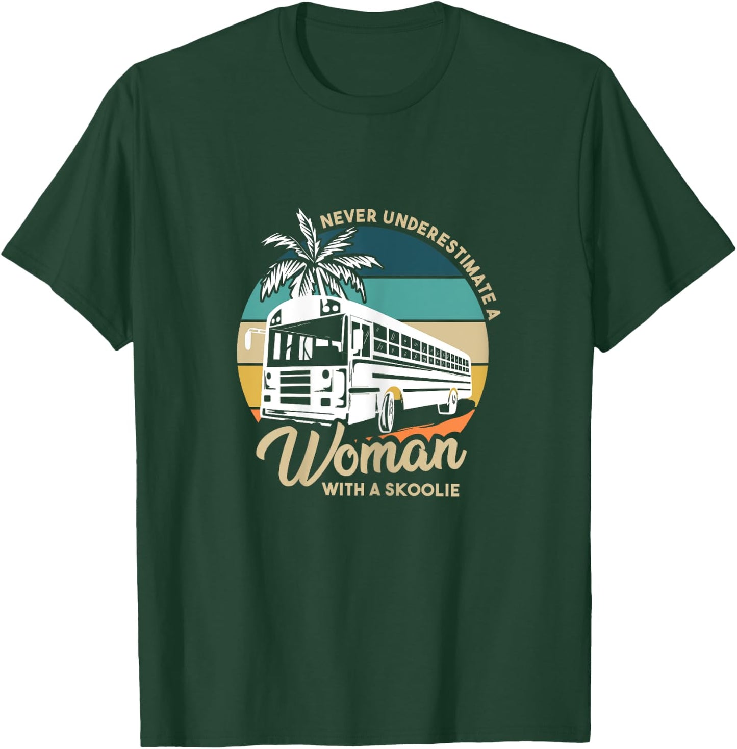 Vintage Camping Bus Design for a Skoolie Owner T-Shirt - T-Shirt | Forest